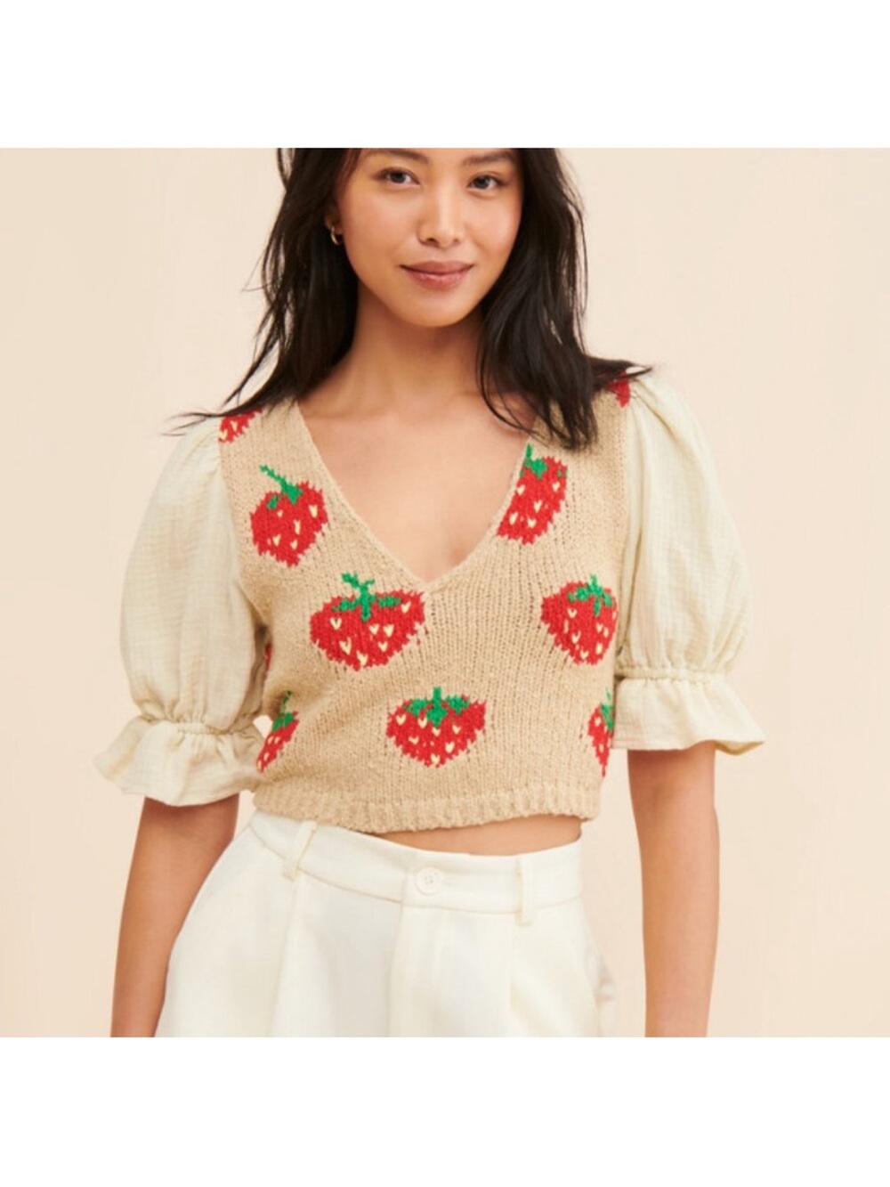 FREE PEOPLE Strawberry Knit Top